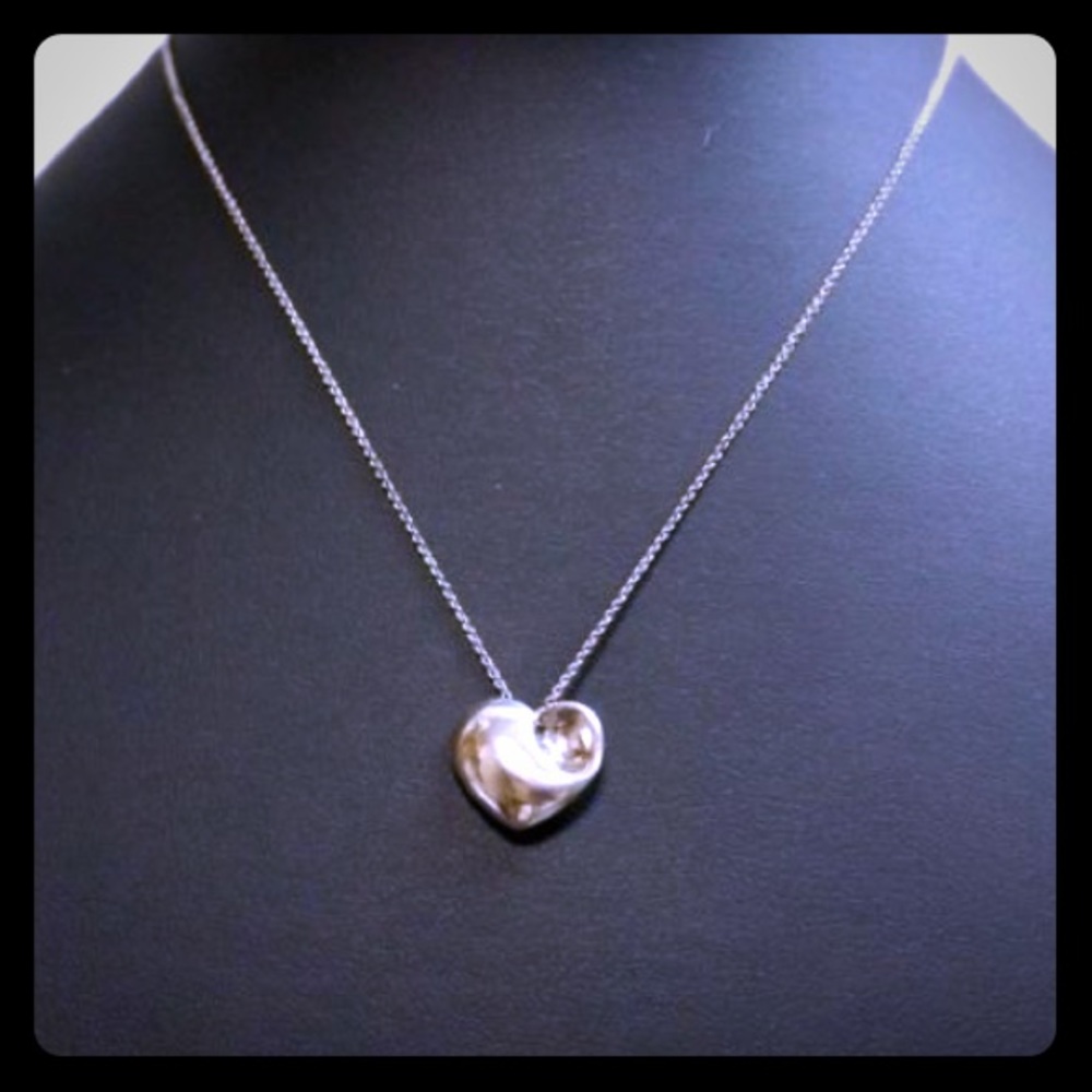 Tiffany & Co Vintage Folded Heart Pendant Necklace